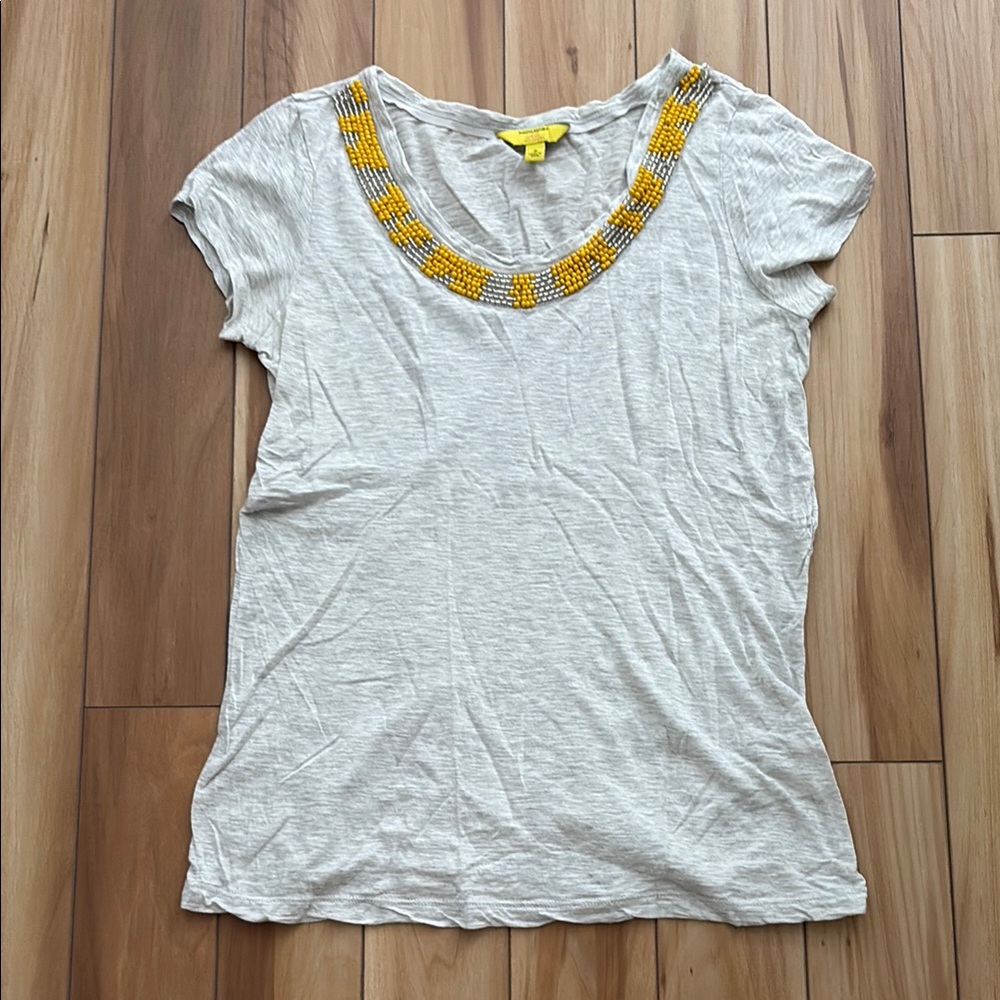 Yellow Beaded Gray Top Milly Collection